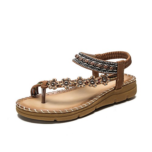 

Women's Sandals Flat Heel Open Toe PU Summer Brown / Black / Beige