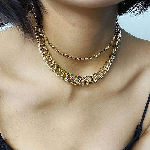 

Women's Necklace Layered Necklace Stacking Stackable Lucky Classic Vintage Punk Trendy Chrome Gold 41 cm Necklace Jewelry 1pc For Anniversary Masquerade Street Birthday Party Festival