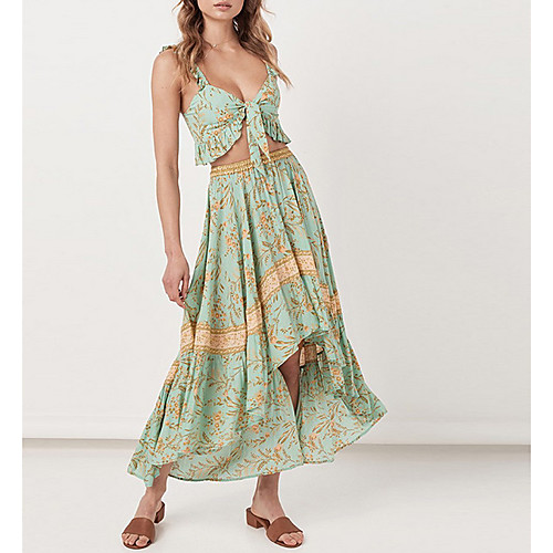 

Women's Swing Skirts - Geometric Green S M L