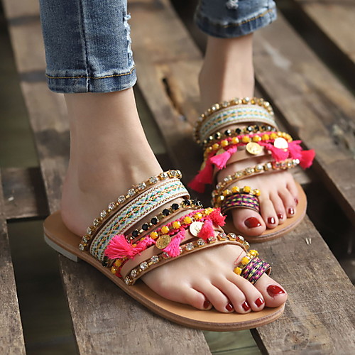 

Women's Sandals Flat Heel Open Toe PU Summer Pink