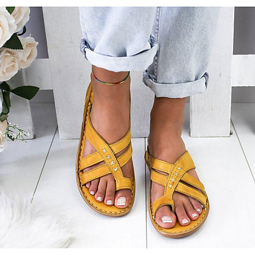 

Women's Sandals Flat Heel Open Toe PU Summer Yellow / White / Brown