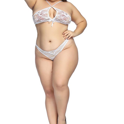 

Women's Backless / Cut Out / Mesh Suits Nightwear Jacquard / Solid Colored White Black One-Size