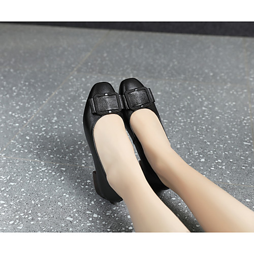 

Women's Flats 2020 Low Heel Round Toe Button Nappa Leather Sweet / Minimalism Walking Shoes Spring & Summer / Fall & Winter Brown / Black