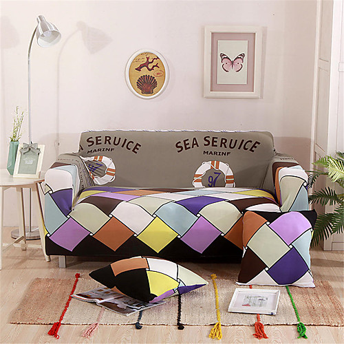 

Colorful Plaid Print Dustproof All-powerful Slipcovers Stretch Sofa Cover Super Soft Fabric Couch Cover with One Free Pillow Case
