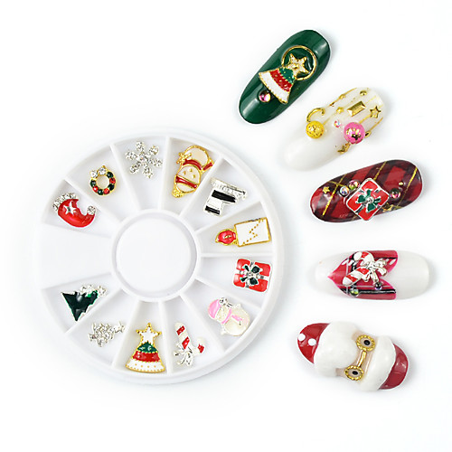 

Christmas Xmas Tree Snowman Nail Art Decoration Alloy Metal DIY 3D Flake Nail Glitter Nail Rhinestones Accessories Jewelry Tool