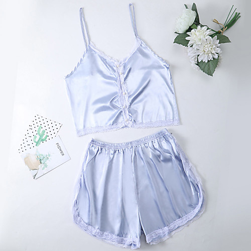 

Women's Lace / Backless / Cut Out Suits Nightwear Solid Colored White S M L