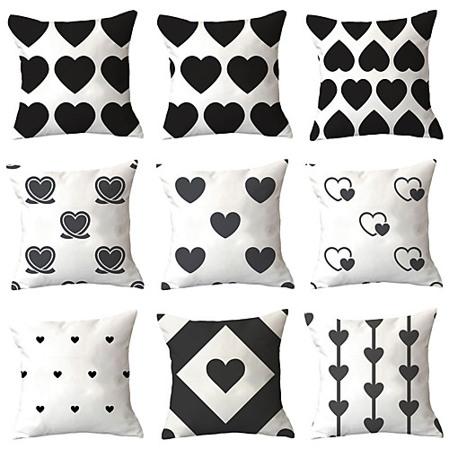 

9 pcs Polyester Pillow Cover, Geometric Geometic Simple Classic Square Traditional Classic