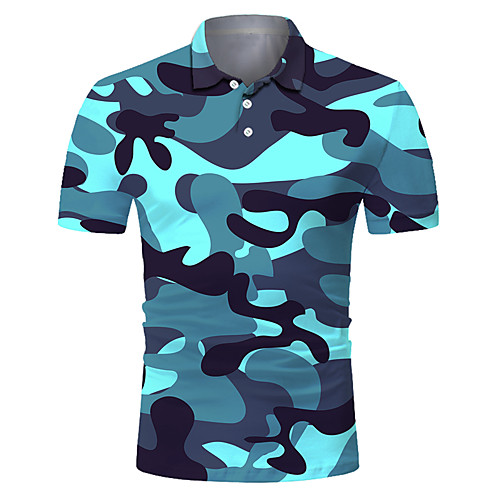 

Men's Club Weekend Rock / Exaggerated Polo - Color Block / 3D / Camo / Camouflage Print Blue