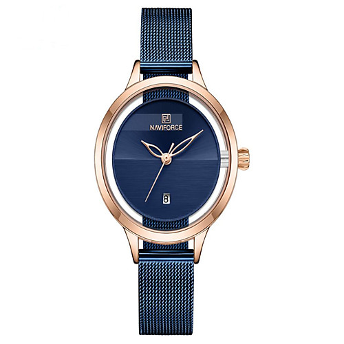 

NAVIFORCE Ladies Quartz Watches Casual Fashion Black Blue Silver Stainless Steel Japanese Quartz Rose Gold Blue Silver Water Resistant / Waterproof Calendar / date / day New Design 30 m 1 pc Analog