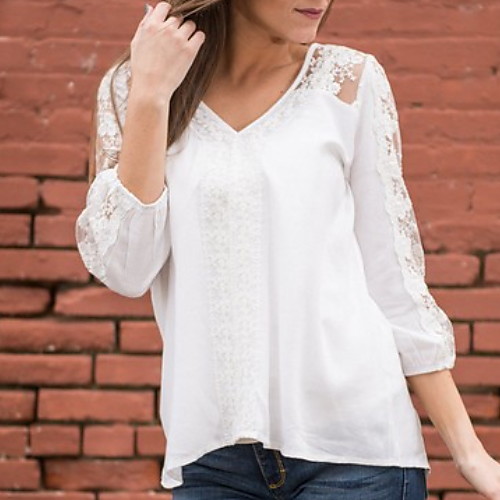 

Women's Daily Blouse - Solid Colored White