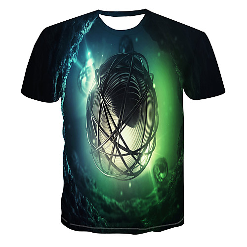 

Men's Club Weekend Street chic / Punk & Gothic T-shirt - Color Block / 3D / Abstract Print Green