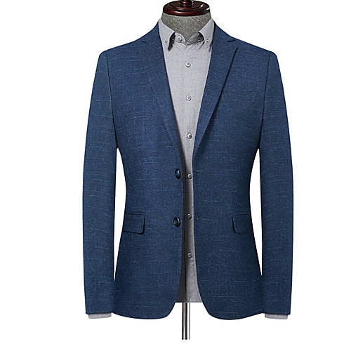 

Men's Blazer Notch Lapel Polyester Blue