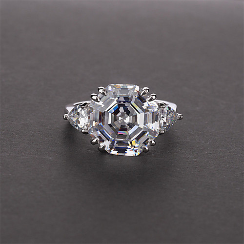 

10 carat Synthetic Diamond Ring Silver For Women's Square Cut Ladies Luxury Elegant Bridal Wedding Party Evening Formal High Quality Big