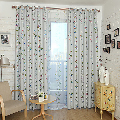 

Two Panel Children's Room Cute Cartoon Style Bird Print Blackout Curtain