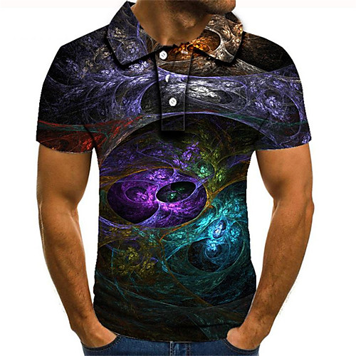 

Men's Daily Going out Street chic / Exaggerated Polo - Color Block / 3D / Graphic Rainbow