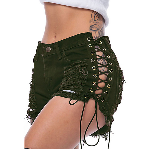 

Women's Sophisticated / Exaggerated Shorts Pants - Solid Colored Wine Army Green White S M L