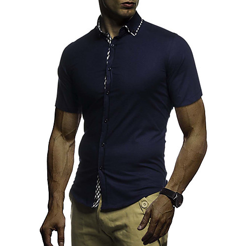 

Men's Holiday Tropical Shirt - Solid Colored Print Blue