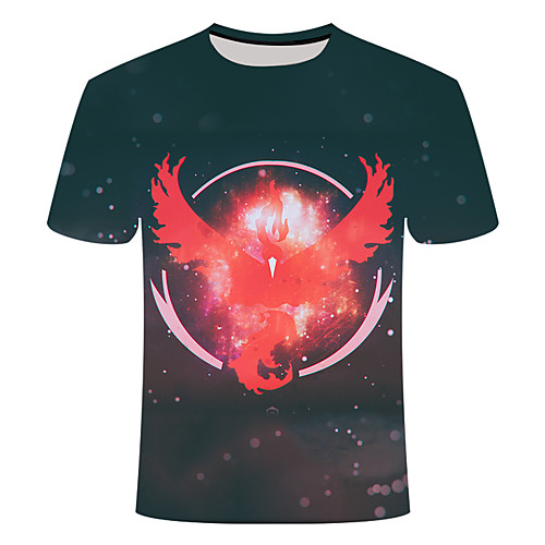 

Men's Daily Going out Basic T-shirt - 3D / Graphic / Animal Flamingos, Print Black
