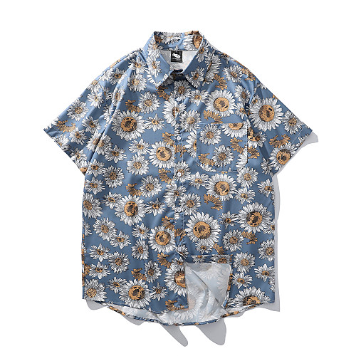 

Men's Daily Basic Shirt - Floral / Scenery Print Light Blue