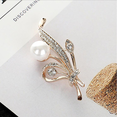 

Women's Cubic Zirconia Brooches Classic Paper Clip Stylish Simple Classic Brooch Jewelry Gold For Party Gift Daily Work Festival