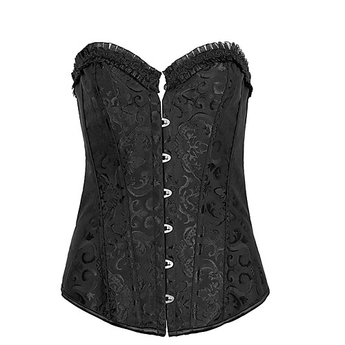 

Women's Plus Size Lace Up Corset Set - Sexy / Floral Botanical / Fashion, Lace up / Buckle Black White S M L