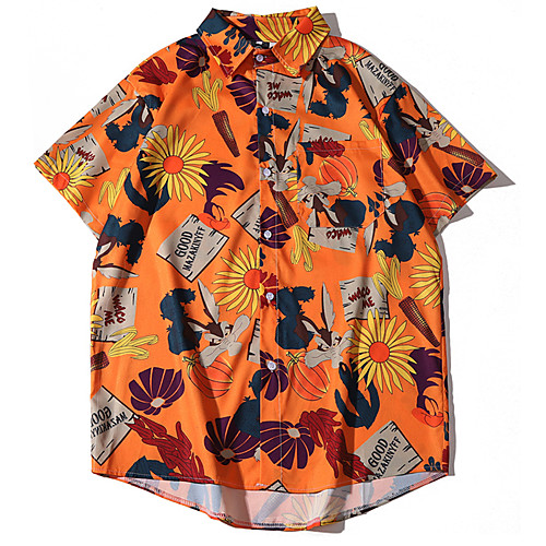 

Men's Daily Basic Shirt - Geometric Print Orange