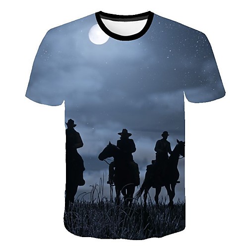 

Men's Daily Going out Basic / Street chic T-shirt - Geometric Print Blue