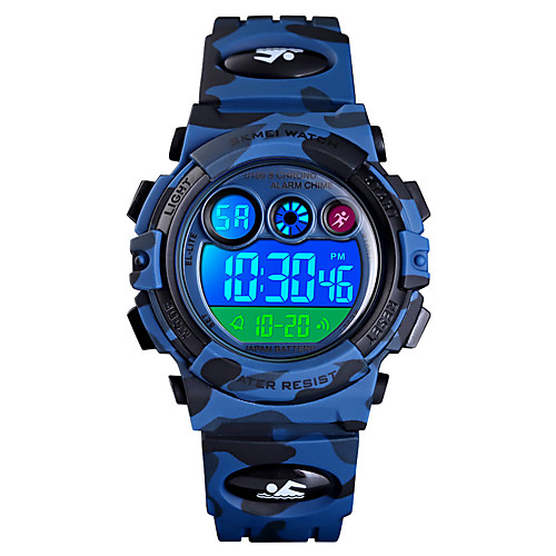 

SKMEI Kids Sport Watch Quartz Modern Style Sporty Silicone Blue / Green 50 m Alarm Calendar / date / day Chronograph Digital Camouflage Outdoor - Green Blue One Year Battery Life