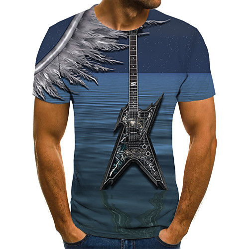 

Men's Holiday Going out Street chic / Exaggerated T-shirt - Geometric / Color Block / 3D Print Rainbow