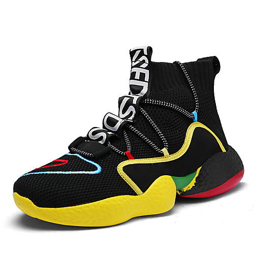 

Men's Elastic Fabric Spring & Summer / Fall & Winter Sporty Trainers / Athletic Shoes Walking Shoes Breathable Color Block Black and White / Black / Yellow / Black