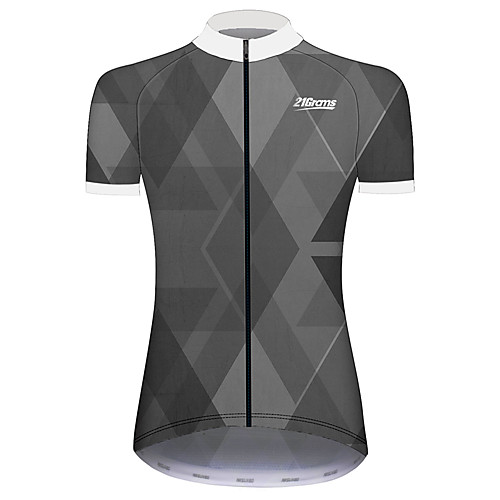 

21Grams Women's Short Sleeve Cycling Jersey Dark Grey Plaid / Checkered Geometic Bike Jersey Top Mountain Bike MTB Road Bike Cycling UV Resistant Breathable Quick Dry Sports Clothing Apparel