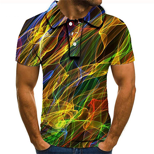 

Men's Daily Going out Street chic / Exaggerated Polo - Color Block / 3D / Graphic Rainbow