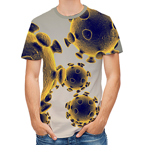 

Men's Daily Club Rock / Street chic T-shirt - Color Block / 3D / Abstract Print Yellow