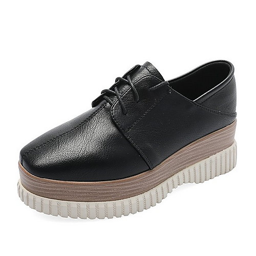 

Women's Oxfords Flat Heel Round Toe PU Spring & Summer Black / Beige