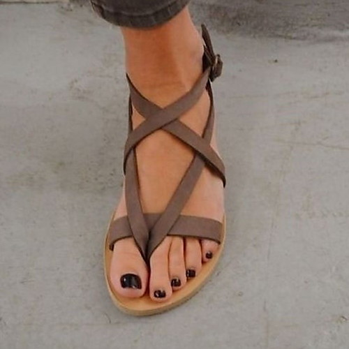

Women's Sandals Flat Heel Open Toe Suede Summer Blue / Brown / Black