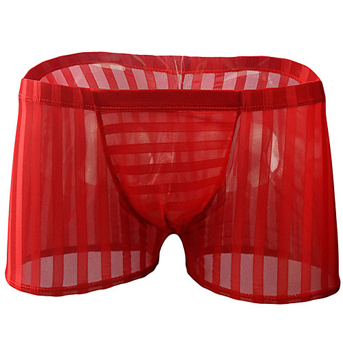 

Men's Mesh Boxers Underwear - Normal Low Waist Red Black One-Size