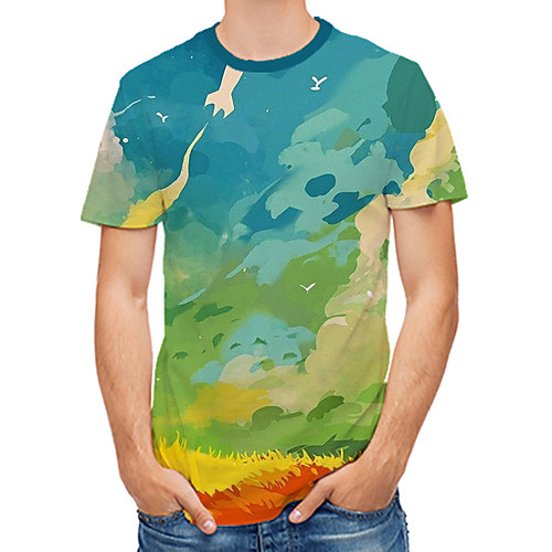 

Men's Daily Club Rock / Street chic T-shirt - 3D / Tie Dye / Abstract Print Green