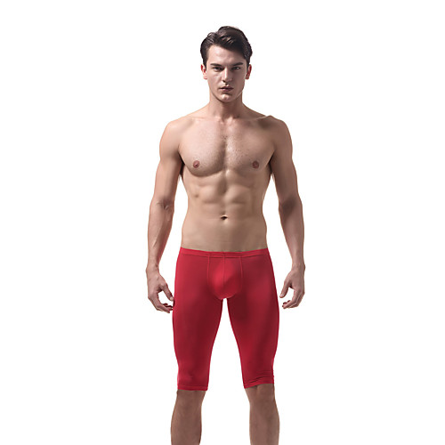 

Men's Sporty Red Orange Green Board Shorts Bottoms Swimwear Swimsuit - Solid Colored Lace up M L XL Red