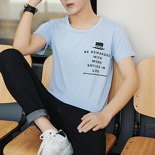 

Men's Daily Going out Basic T-shirt - Letter Print White