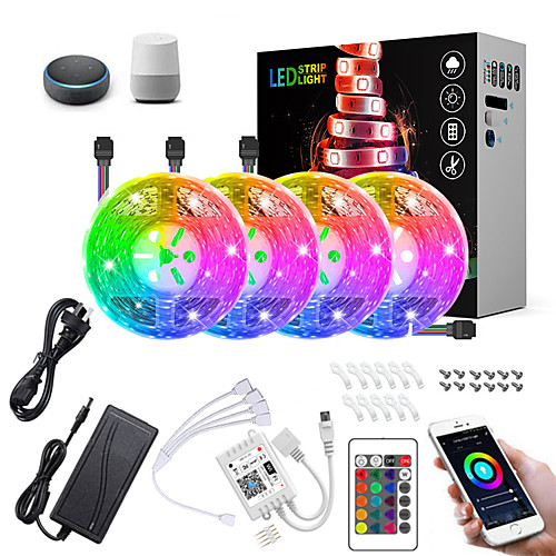 

ZDM 4x5M Light Sets 600 LEDs SMD5050 10mm 1 24Keys Remote Controller / 1x 1 To 4 Cable Connector / 1Set Mounting Bracket 1 set RGB Waterproof / APP Control / Cuttable 12 V
