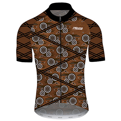 

21Grams Men's Short Sleeve Cycling Jersey 100% Polyester BrownGray Geometic Bike Jersey Top Mountain Bike MTB Road Bike Cycling UV Resistant Breathable Quick Dry Sports Clothing Apparel / Stretchy