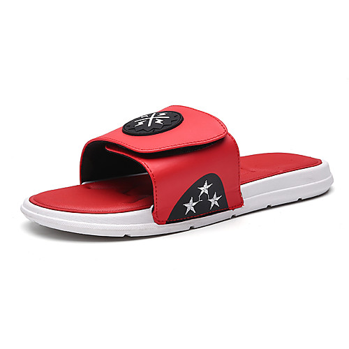 

Men's Faux Leather Summer Casual Slippers & Flip-Flops Water Shoes Breathable Red / White / Black
