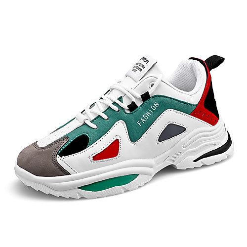 

Men's PU Fall / Spring & Summer Sporty / Casual Athletic Shoes Running Shoes / Walking Shoes Breathable Color Block Black and White / White / Blue / White / Green