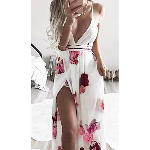 

Women's White Dress Sheath Print S M