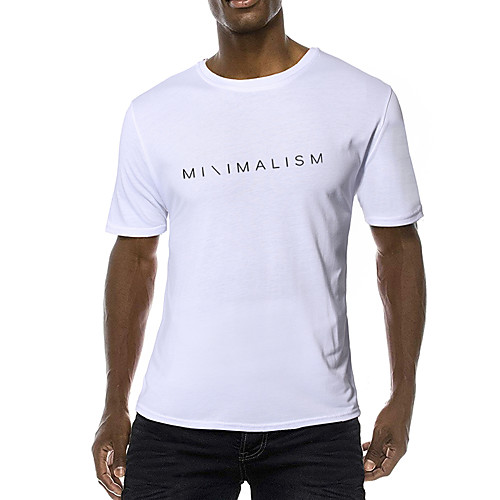 

Men's Daily Sports Business / Basic T-shirt - Solid Colored / Letter Black & White, Print Yellow