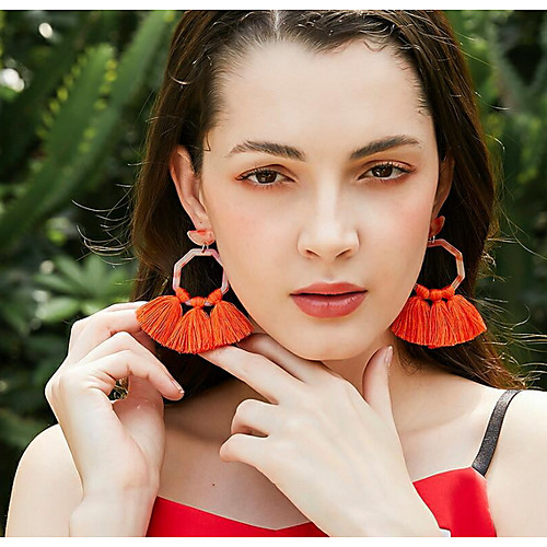 

Women's Earrings Geometrical Precious Earrings Jewelry Light Red / Pink / Orange For Daily