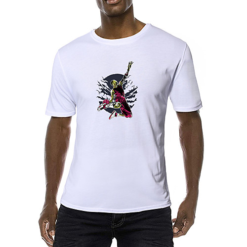 

Men's Daily Sports Business / Basic T-shirt - Solid Colored Black & White, Print Yellow