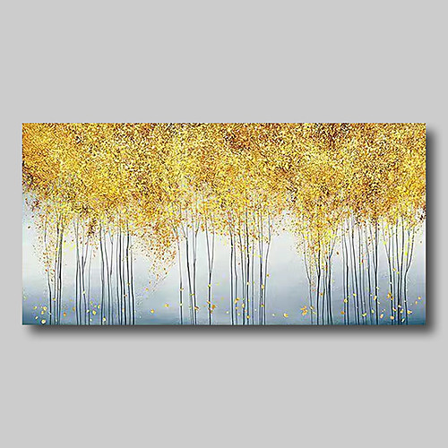 

Oil Painting Hand Painted - Abstract Comtemporary Modern Stretched Canvas Golden Trees