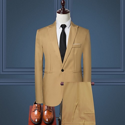 

Men's Suits Notch Lapel Polyester Wine / Khaki / Royal Blue