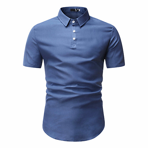 

Men's Work Weekend Business / Chinoiserie Shirt - Solid Colored Navy Blue